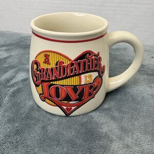 Vintage Grandfather Is Love White Stoneware coffee 10 oz. Grandparents Keepsake